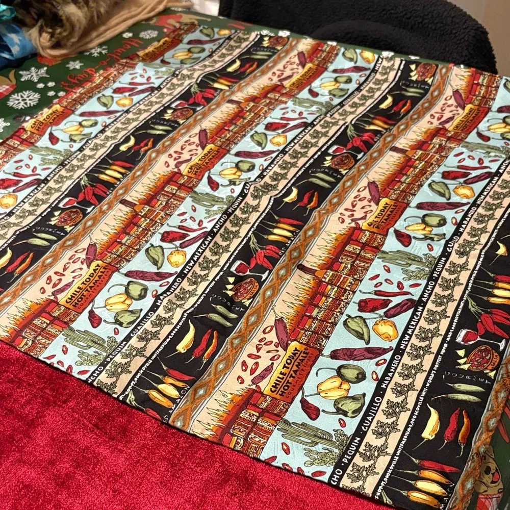 Festive Chili Pepper silk scarf like new 12x12